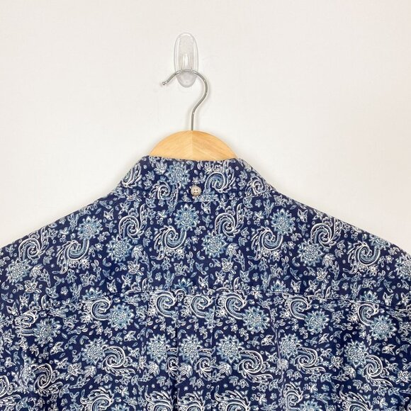 Evergreen Shirtmakers Sportsmen's Full Fit Short Sleeve Blue Floral Button Down - Picture 4 of 7